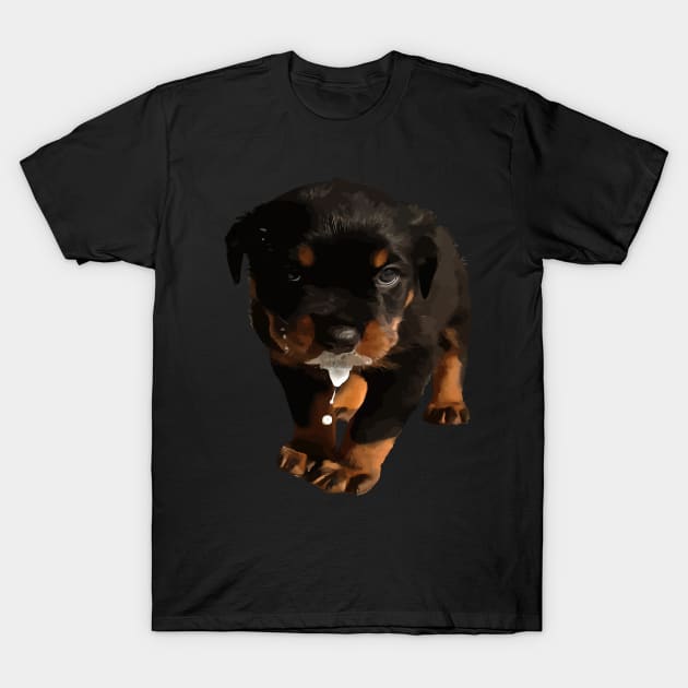 Cute Rottweiler Puppy Drooling Milk T-Shirt by taiche